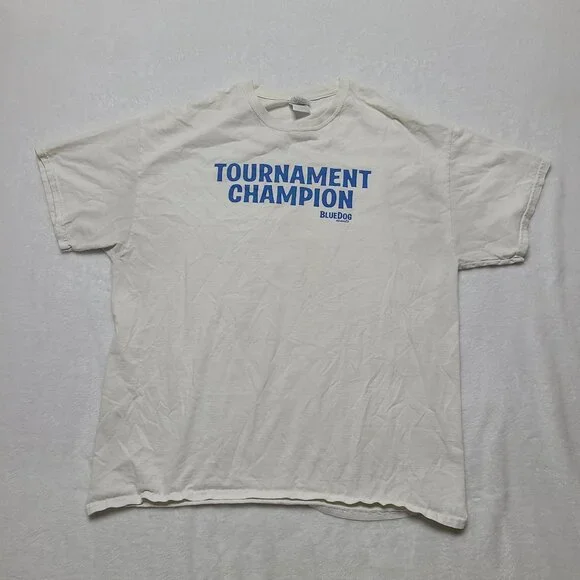 Tournament Champion BlueDog Events CA T-Shirt White XL Poker Distressed - Picture 8 of 9